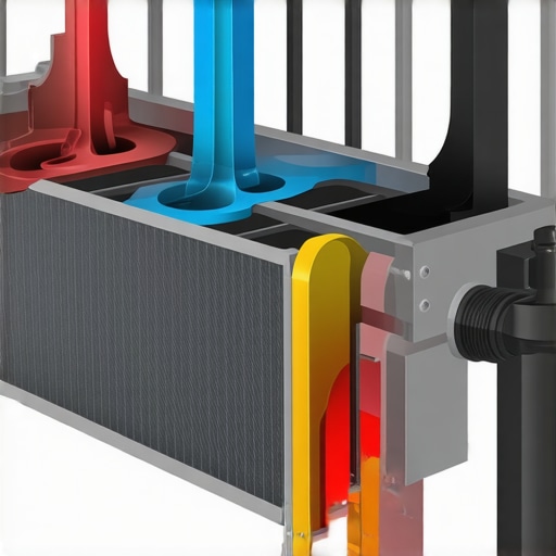 Internal view of a vehicle radiator showing the transmission oil cooler chamber and cooling fins.