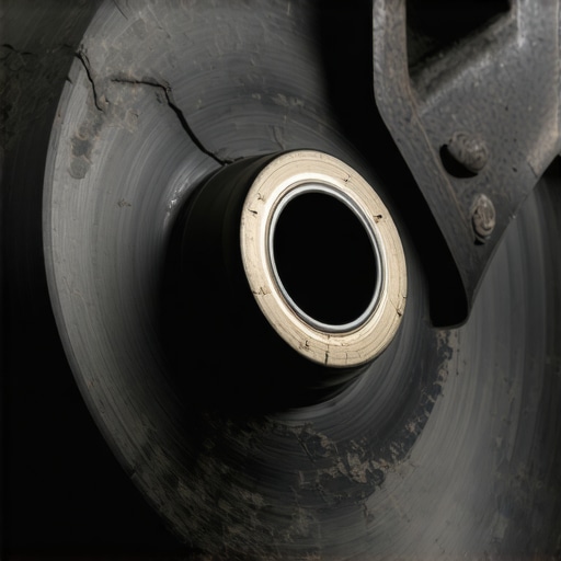 Degraded Suspension Bushing Analysis Close up of a cracked and worn automotive control arm bushing
