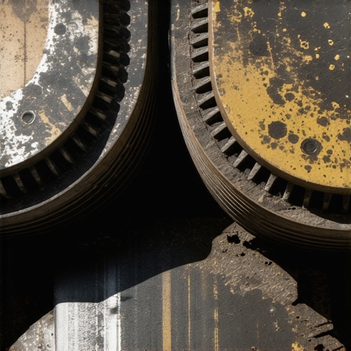 Detailed view of worn transmission friction plates Close-up of glazed and worn transmission clutch plates causing gear slippage