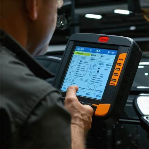 Diagnosing ABS Hydraulic Issues with Digital Scan Tools Technician using a scan tool to troubleshoot a spongy brake pedal and ABS system