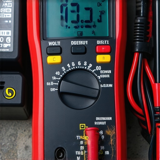 Diagnosing Battery Overcharge as a Sulfur Smell Source A multimeter testing a car battery voltage to check for alternator regulator failure.