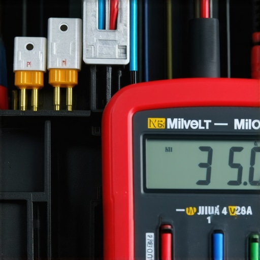 Diagnosing Cabin Light Electrical Drain A digital multimeter performing a voltage drop test on automotive micro-fuses to locate a parasitic battery drain.