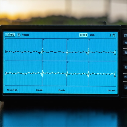 Oscilloscope screen displaying high voltage transients from a failing vehicle charging system.