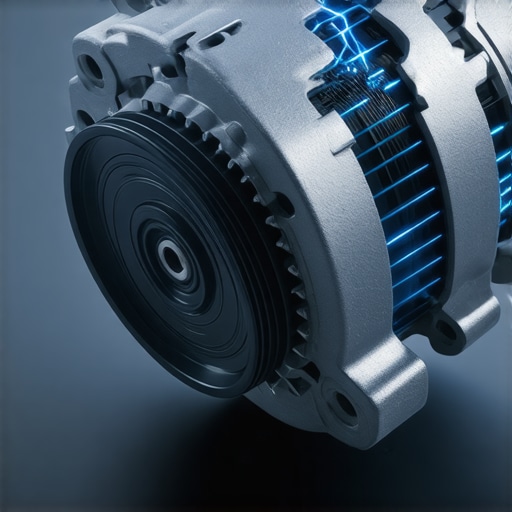 Close-up of alternator digital communication interface with ECU data flow.