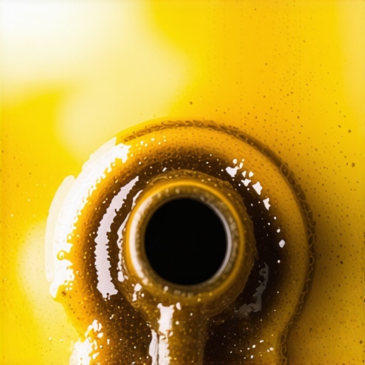 A macro view of a variable valve timing solenoid blocked by light-brown milky engine oil sludge.