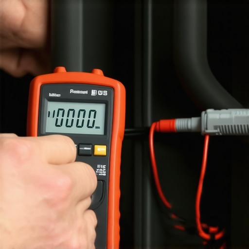 Professional ground wire resistance test on car chassis