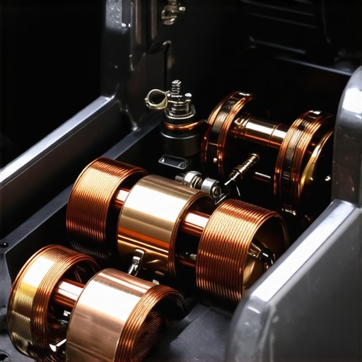 Interior view of a car gear shifter assembly showing the solenoid and locking pin for diagnostic purposes.