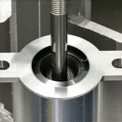 Professional steel drill jig used to guide a drill bit during a complex engine bolt extraction.