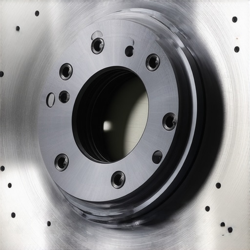 High-Carbon Brake Rotor Metallurgy Detail Close-up of a high-carbon brake rotor showing metallurgical texture and cooling vanes.