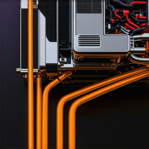 Detailed view of a hybrid vehicle's high-voltage cooling system and inverter components.