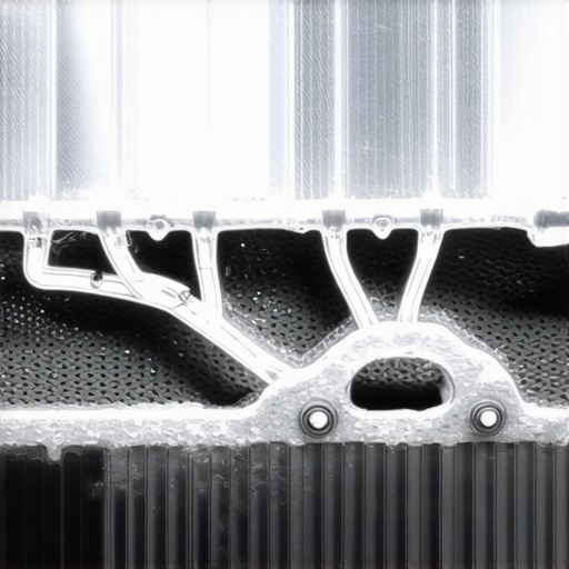 Brittle plastic radiator tank with white coolant residue and stress fractures