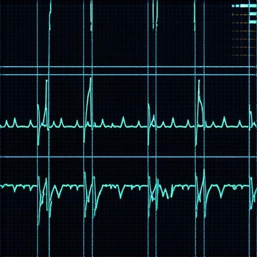 Professional diagnostic oscilloscope displaying ignition coil dwell time and spark duration waveforms.