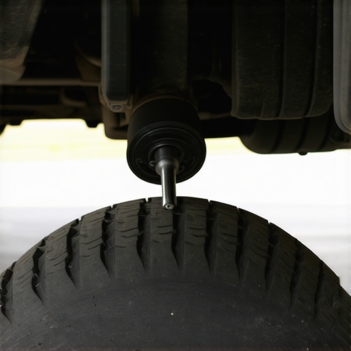 Inspecting Suspension Components for Wear Mechanic checking control arm bushings for inner tire wear causes.