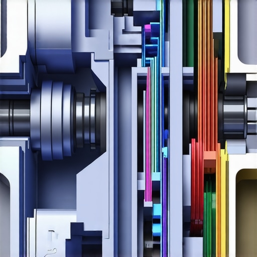 Cross-section of a complex car transmission valve body with hydraulic channels