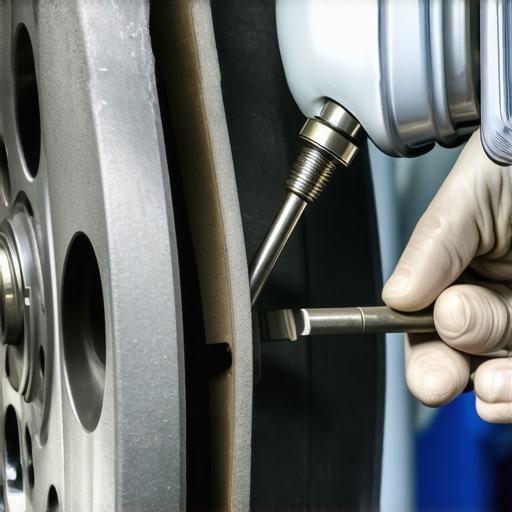 Lubricating Brake Caliper Pins Professional application of brake lubricant to caliper slider pins to prevent brake drag and noise.