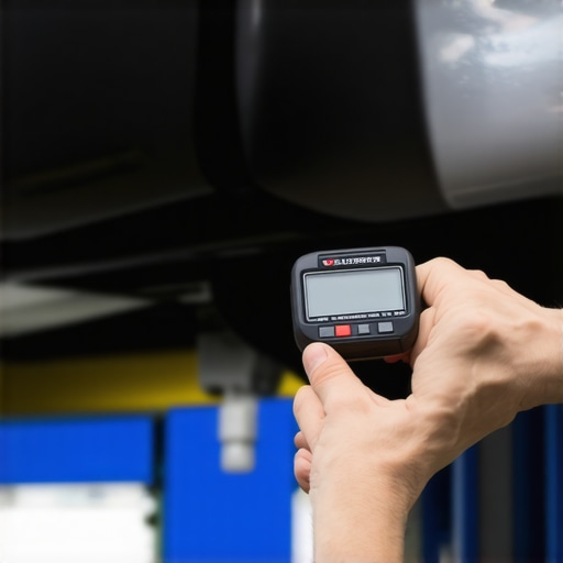 A professional technician uses a digital inclinometer to verify driveline geometry and phasing.