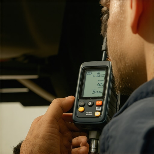 Measuring Driveline Angles for Precision Diagnostics A digital inclinometer measuring the driveshaft angle to diagnose vehicle shudder.