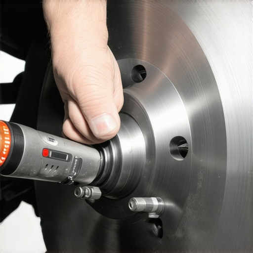 Dial indicator measuring brake rotor runout