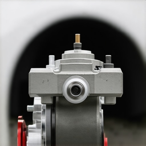 Modern Electronic Parking Brake Caliper Detail Close-up of an electronic parking brake motor attached to a rear brake caliper.