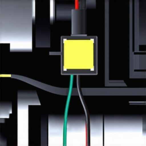 Modern Steering Angle Sensor and Electrical Harness A detailed view of a steering angle sensor and electronic components within a vehicle steering system.
