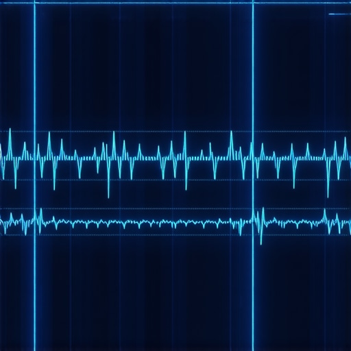A digital oscilloscope displaying electronic signals for automotive diagnostic troubleshooting.