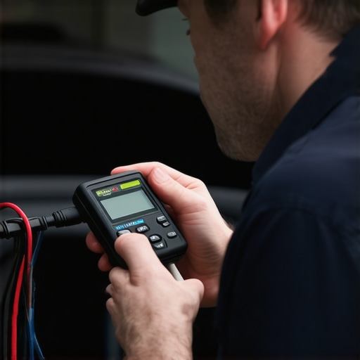 Oscilloscope Diagnostics for Steering Torque Sensors Technician using an oscilloscope to diagnose an electric power steering torque sensor signal.