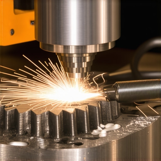 Technician using an EDM machine to remove a snapped bolt from an engine block.