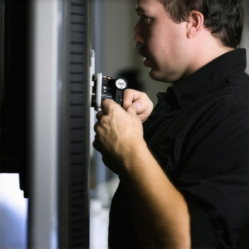 Close-up of a dial indicator measuring brake rotor run-out during a vehicle diagnostic check.