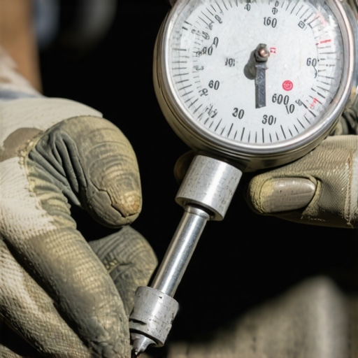 Mechanic measuring engine lifter bore for wear and tolerances