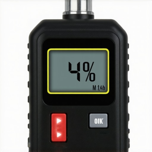 Professional Brake Fluid Contamination Diagnostic Tool Macro view of a brake fluid moisture tester indicating high contamination level