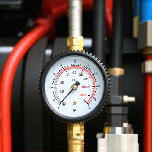 A technician performing a cylinder leak down test to identify internal engine combustion leaks.