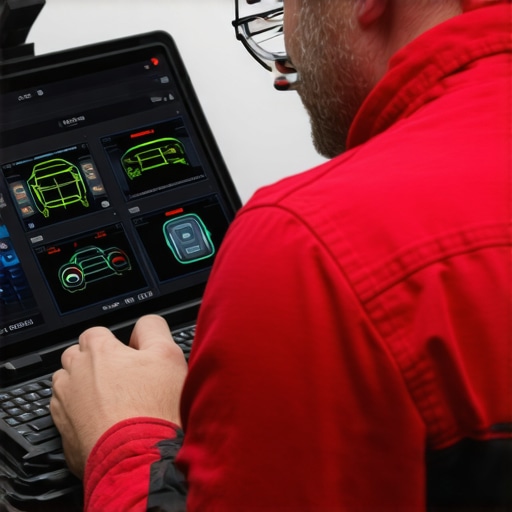 Professional Engine Diagnostic Data Analysis Technician checking fuel trim data on a car diagnostic tool