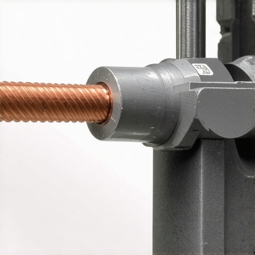 Close-up of a double flare being created on a NiCopp brake line using a professional tool