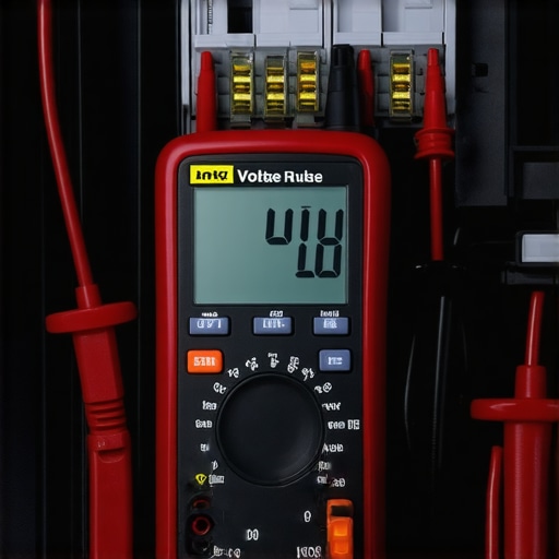 Professional Multimeter Diagnostic Check Technician using a multimeter to diagnose a parasitic battery drain in a car engine bay