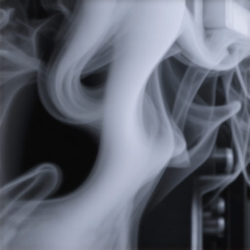 Professional Smoke Machine Diagnostic Test A mechanic using a smoke machine to identify a vacuum leak on a modern car engine.