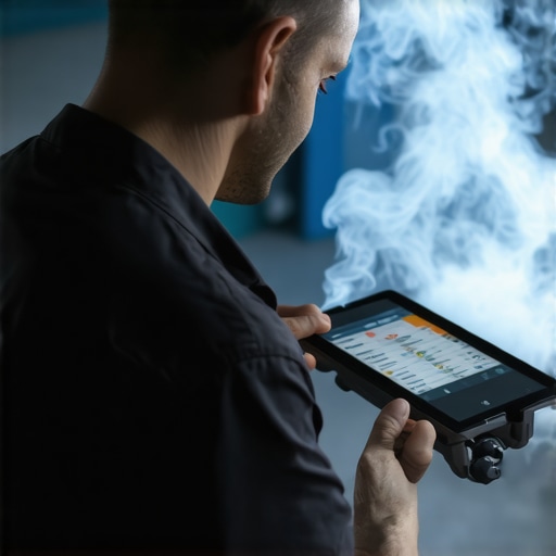 Professional Vehicle Emission Diagnostics Mechanic performing an EVAP and SAI system test on a modern car.