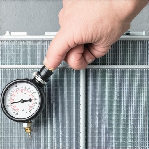 A mechanic performs a pressure test on a car radiator to find a hidden leak