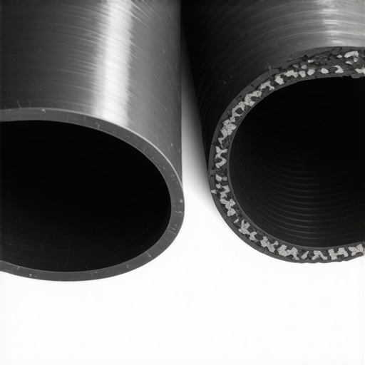 Cross-section showing the internal structure of silicone and rubber radiator hoses for automotive cooling systems.