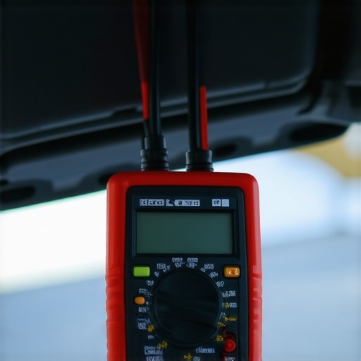 Testing Automotive Wiring Harness with Multimeter A technician using a digital multimeter to diagnose a short to ground in a car cabin wiring harness.