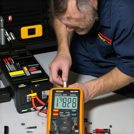 A mechanic diagnosing a faulty transmission shift solenoid with a multimeter.