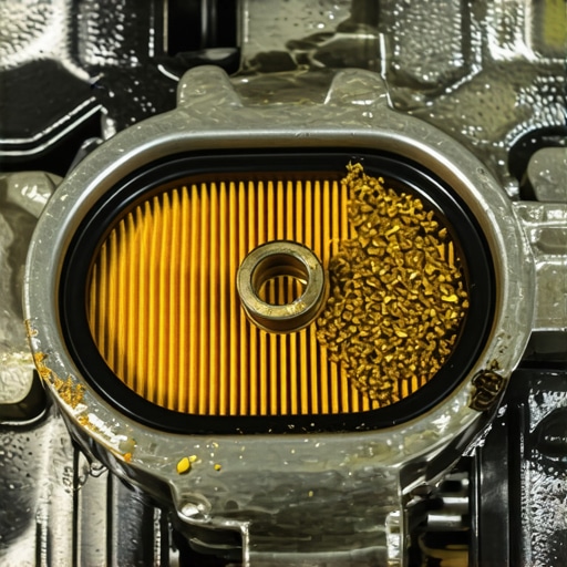 Close up of a dirty transmission filter and magnet during a fluid service.