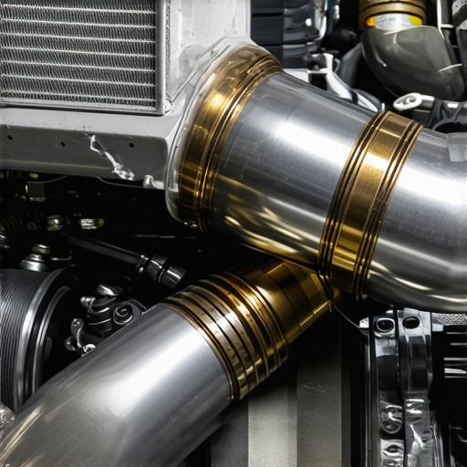 A close-up of a car engine's turbocharger system being inspected for leaks.