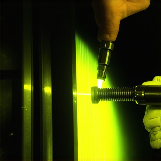 Using UV light for engine leak detection A technician uses ultraviolet light to identify a fluid leak in a clean engine compartment.