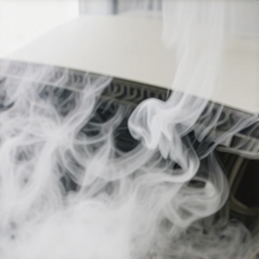 Technician using a smoke machine to check for vacuum leaks after a valve cover gasket replacement.