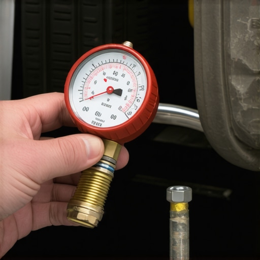 Measuring Exhaust Backpressure with a Pressure Gauge Automotive technician testing exhaust backpressure using a pressure gauge attached to the O2 sensor port.