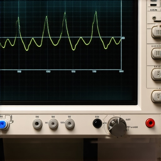 Oscilloscope Waveform of Crankshaft Sensor Signal Digital oscilloscope displaying an irregular crankshaft position sensor waveform with electrical noise.